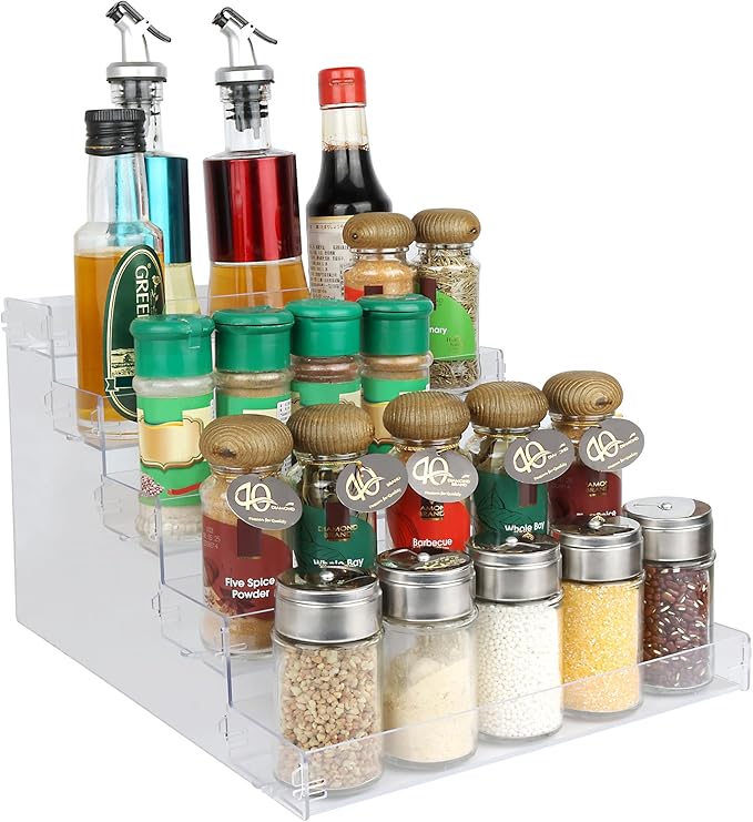 ELEGANTLIFE Spice Rack,No Tool Needed & No Pungent Acrylic Glue Self-derived Snap On Assembly Spice Shelf Pantry Kitchen Cabinet Organizer 10 in for Jars,Baking Supplies & Spice Bottles (5 Tier)