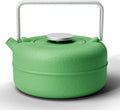 Toptier Teapot with Removable Infuser, Cast Iron Tea Kettle Stovetop Safe, Solid Geometry Cylinder Design Tea Pot Coated with Enameled Interior for 27 Ounce (800 ml), Emerald Green