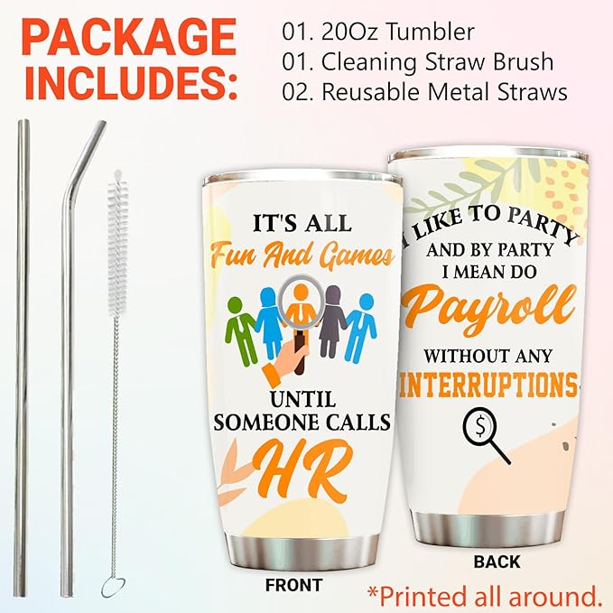 Hurman Resources Tumbler - Stainless Steel 20oz Straw Lid, HR Gifts For Women Men, Human Resources Professional Day Gifts For Coworkers Funny, HR Coffee Cups For Employees Staffs (HR04)