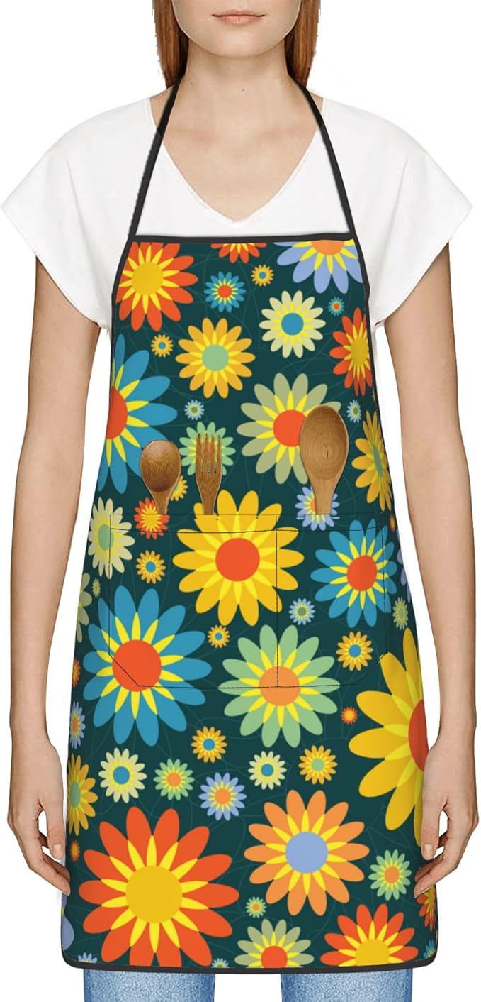 Apron with Pockets for Cooking Chef Kitchen Work Gardening and Salon Size 20.4x28.3 Inch