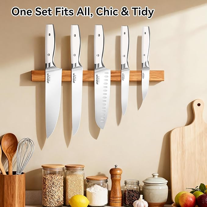 Kitchen Knife Set of 5,Professional Chef knife High Carbon Stainless Steel White Chefs Knives for Home Cooking, Includes Chef, Santoku, Boning, Utility, Peeling Knives with Gift Box