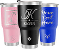 Personalized Tumbler with Pictures Text Name, Custom Double Wall Insulated 20oz Coffee Tumbler, Personalized Gifts for Women Men Friend, Christmas Gifts w/Lid (30oz Engraved)