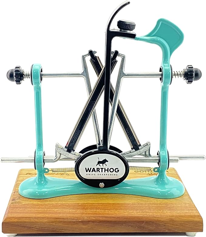 Warthog V-Sharp Elite Knife Sharpeners with Deluxe Wooden Base, Diamond Rods, Adjustable Angles, Metal Frame Construction