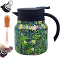 Vintage Floral Pattern Teapot – Built-In Infuser, 800ML/1000ML Heatproof Stainless Steel Teapot with Lid for Hot Drinks (Green, 800ml-Plastic handle)