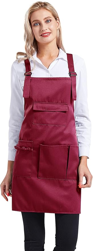 Nanxson Adjustable Women Bib Apron Multi Function Professional Salon Stylist Work Apron with Tool Pockets CF3010