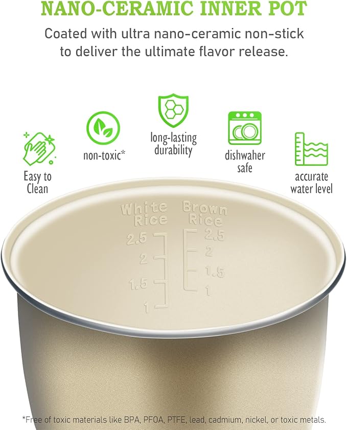 TLOG Mini Rice Cooker 2.5 Cups Uncooked, Healthy Ceramic Coating Portable Cooker, 1.2L Travel Small for 1-3 People, Personal maker, Food Steamer, 12 Hours delay timer, Multi-cooker Grains, Oats