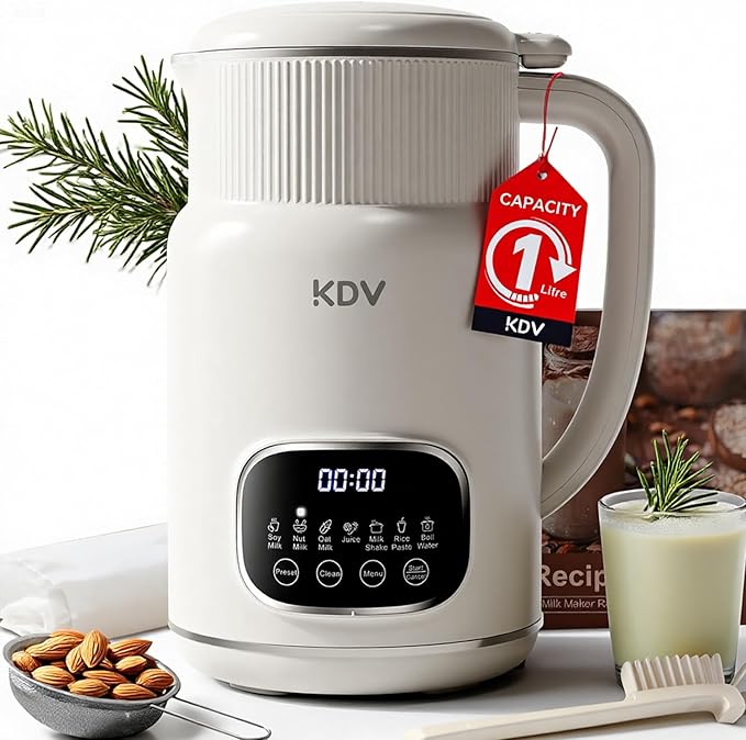 KDV 8 in 1 Nut Milk Maker Machine,32oz Automatic Soy Milk Maker Blender for Almond, Oat, Coconut, Plant-Based & Non-Dairy Milks/Beverages with Delay Start/Boil Water/Keep Warm