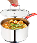 Sauce Pan, Stainless Steel 3 Quart Sauce Pan with Clear Glass Lid and Permanent Measurement Markings, Small Boiling Pot, Induction, Gas Electric Compatible