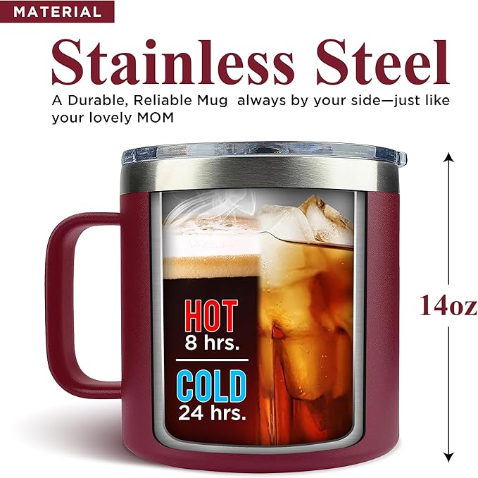 Gifts for Mom from Son, Daughter - Christmas Gifts for Mom, Wife, Women - Moms Birthday Gift Ideas, Cool Birthday gifts for Moms, Mothers - Best mom Mug, 14 Oz Stainless Steel moms Coffee Mug