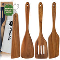 Wooden Spatula for Cooking – 4 Piece Acacia Wood Spatula for Non-Stick Cookware – Durable & Easy to Clean - Comfortable Handle, Ideal Kitchen Gift