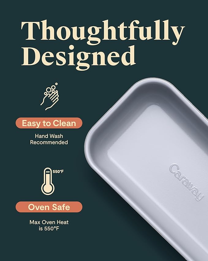 Caraway Non-Stick Ceramic 1 lb Loaf Pan Duo - Naturally Slick Ceramic Coating - Non-Toxic, PTFE & PFOA Free - Perfect for Pound Cakes, Breads, & More - Marigold