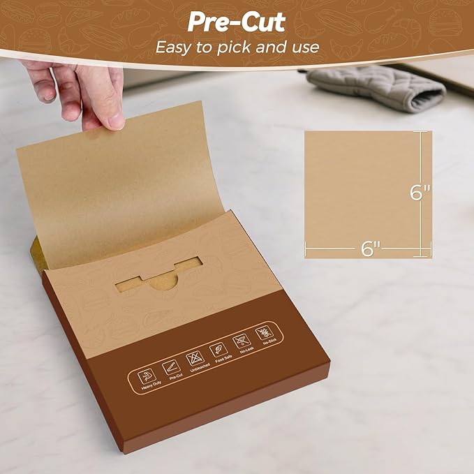 360 Count 6"x 6" Heavy Duty Patty Paper Sheets for Separating Patty, No-Stick & No-Leak Unbleached Parchment Paper Squares, Pre-cut Burger Patty Paper for Oven, Air Fryer, Microwave