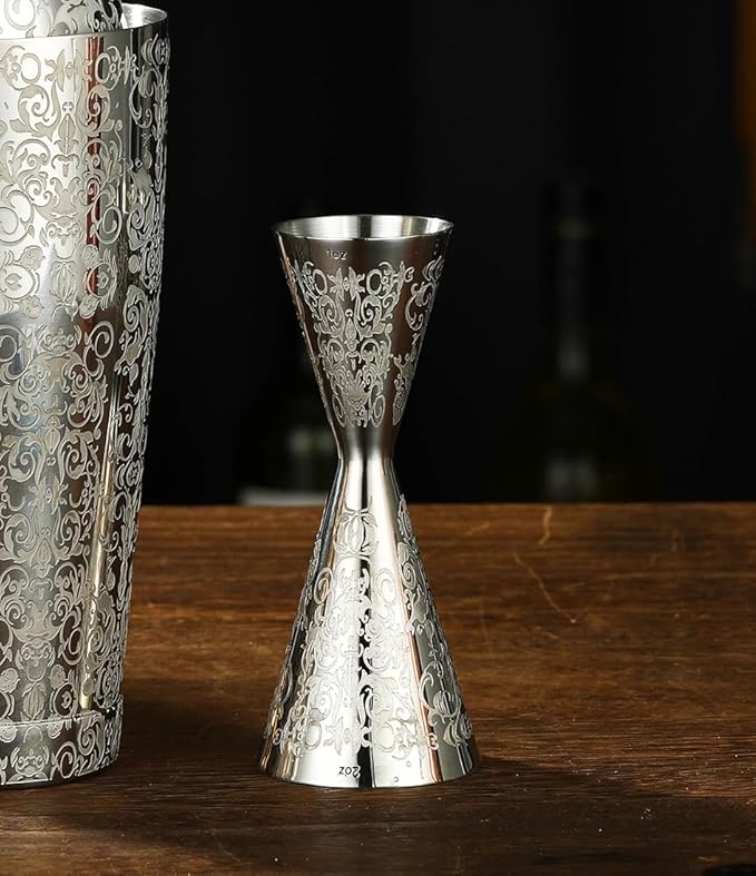 Double Cocktail Jigger Slim Style Measuring Jigger with Etched Pattern (Polisehd Spirit)