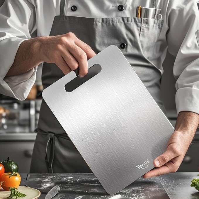 3 Pack Titanium Cutting Board - 100% Pure Titanium Cutting Boards For Kitche,Easy to clean, Double-sided food-grade Cutting Board For Meats, Fruits And Vegetables (3 Pack）