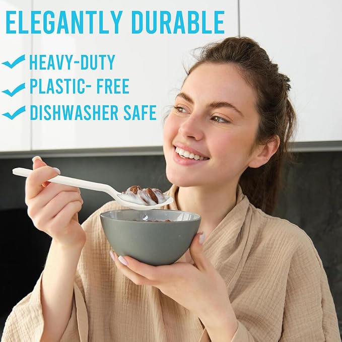 Compostable Spoons 500 Count, 7 In Large Disposable Biodegradable Flatware, Eco Friendly Durable Heat Resistant Cutlery Silverware Alternative to Plastic Spoons, BPI Certified