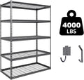 The Atlas 48" W x 24" D x 72" H Adjustable Garage Storage Shelves Load 4000 lbs, 5 Tier Heavy Duty Shelving Unit, Metal Utility Storage Rack for Warehouse Pantry Basement Kitchen, Dark Grey
