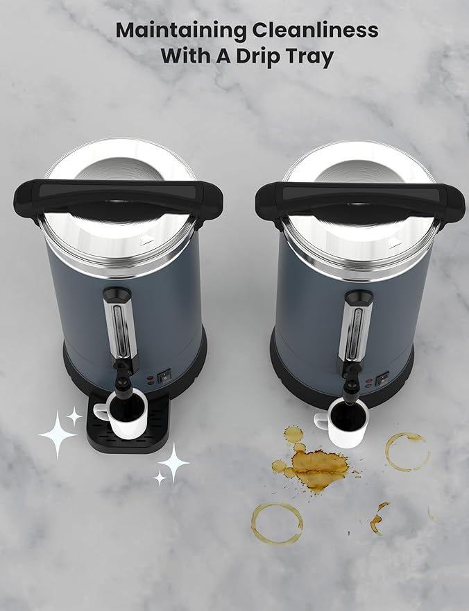 120 Cups Large Coffee Urn with Double Wall Insulation, 18L/4.8 Gallon Stainless Steel Commercial Electric Coffee Maker with Hot Drinks and Hot Water, for Weddings, Parties, Catering, and Buffets