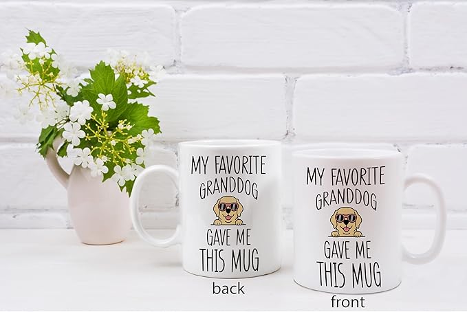 QASHWEY Labrador Retriever Dog Grandma Gifts Mug, Funny Labrador Retriever Dog Lover Owner Coffee Mug Tea Cup Gifts for Grandma Grandpa, My Favorite Granddog Gave Me This Mug Coffee Cups Ceramic 11oz