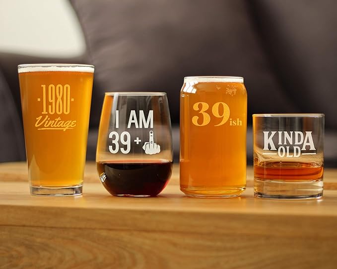 Vintage 1980 Pint Glass for Beer - 45th Birthday Gifts for Men or Women Turning 45 - Fun Bday Party Decor - 16 oz