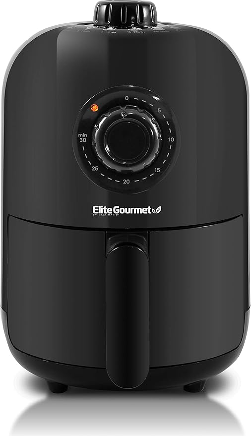 Elite Gourmet EAF-1121X Personal 1.1 Qt. Compact Space Saving Electric Hot Air Fryer Oil-Less Healthy Cooker, Timer & Temperature Controls, 1000W Black