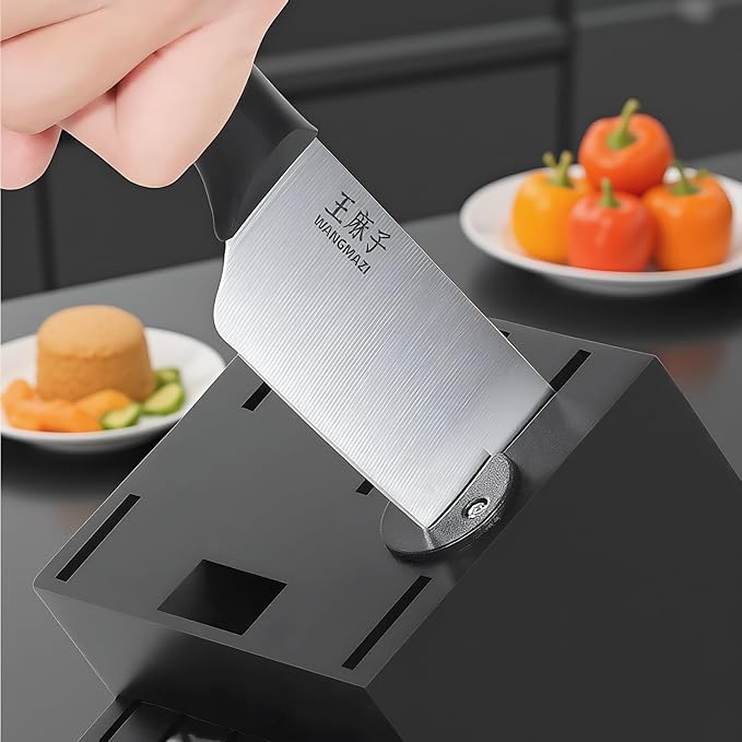 Newly Updated Chef Knife Set Sharp Blade Rivet Ergonomic Handle Knife Block Set Hundreds of Years of Masterful Craftsmanship(Black,15PCS)