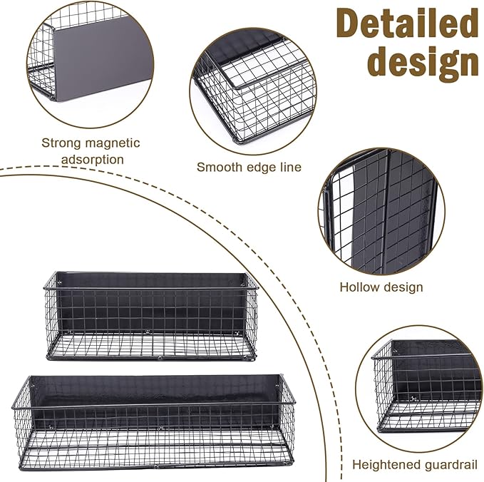 Spice Rack Organizer Wall Mount with Strong Magnetic Absorption,Metal Spice Shelf Organization for Cabinet Pantry Organization and Kitchen, Bathroom, Storage-2 Pack, Black