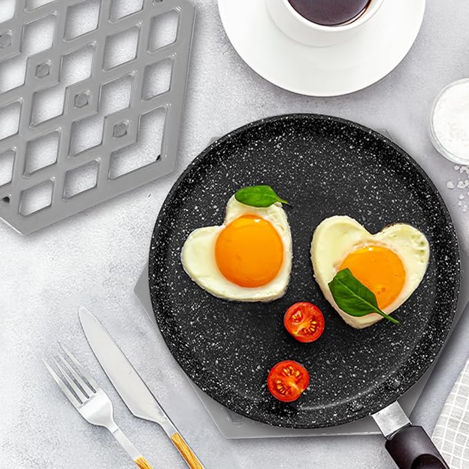 JOGREFUL Cast Iron Trivet Mats, Kitchen Pot Holders to Portect Table/Countertops, Heat Resistant Mats for Teapot/Hot Dishers/Plates, Vintage Mats with Weighted-Base, Hexagon Gray