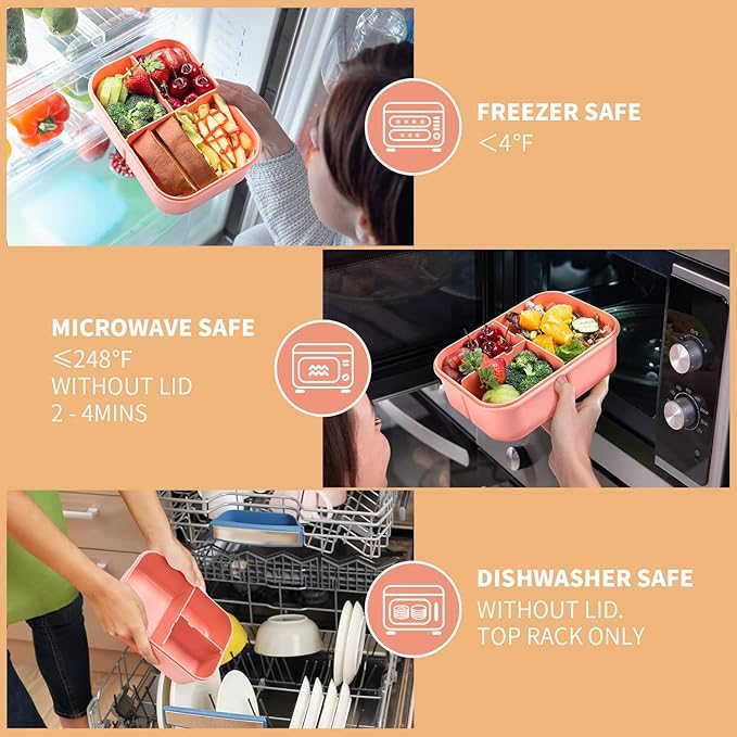 MISS BIG® Bento Box,Bento Box Adult,Lunch Box,Leak Proof Lunch Containers,No BPAs and No Chemical Dyes Bento Lunch Box,Dishwasher and Microwave Safe Lunch Containers for Adults(1900ml Pink)