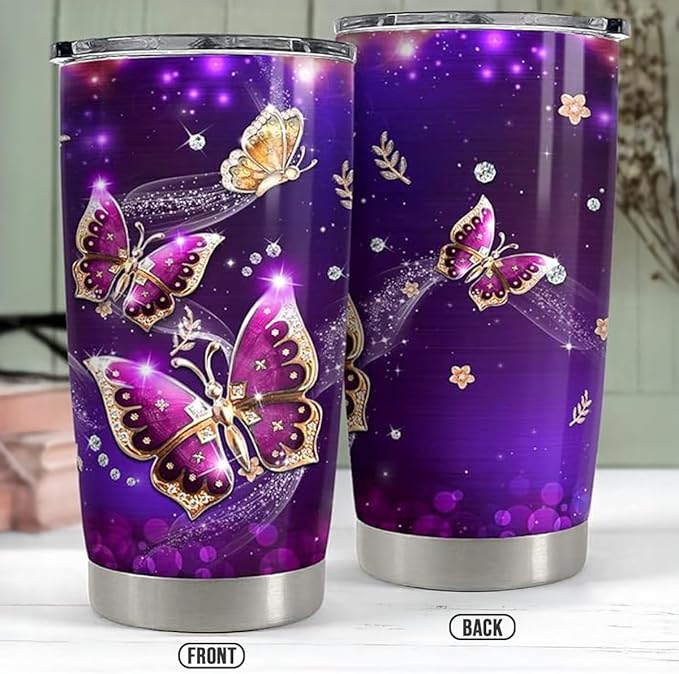 SANDJEST Butterfly 20oz Tumbler with Lid Gift for Women, Mother's Day, Birthday Gift Idea…