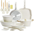 23pcs Ceramic Pots and Pans Set, Nonstick Detachable Handle Cookware, Induction Kitchen Cooking Set with Removable Handle,include Frying Pans & Saucepans Oven Safe, Induction, Stackable Set