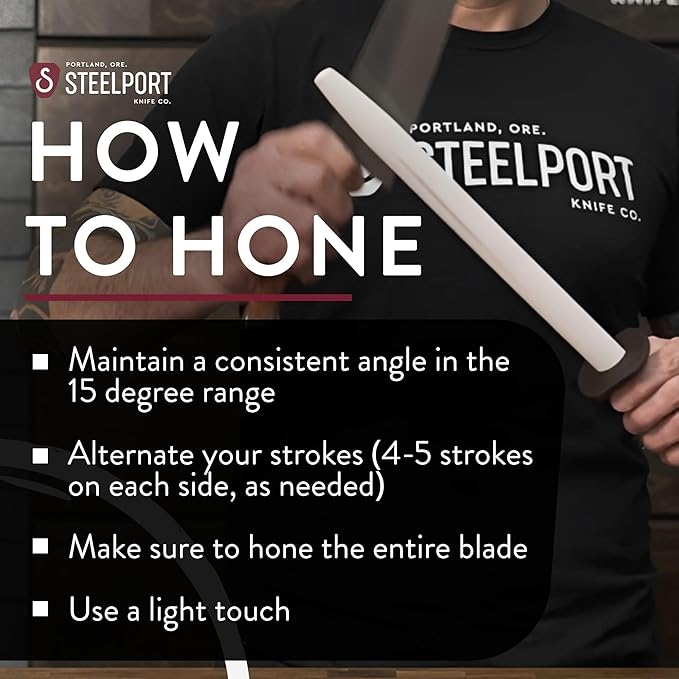 STEELPORT 12 inch Oval Ceramic Honing Rod | Professional Knife Sharpener Rod with Oregon Black Walnut Handle, Safety Guard | Premium Blade Sharpener For All Knifes | Ideal Gift for Chefs, Home Cooks
