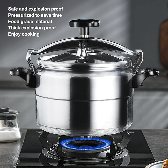 Quart Pressure Cooker, Aluminum Pressure Cooker Pot with Pressure Gauge and Cooking Rack for Family or Commercial Use (4L)