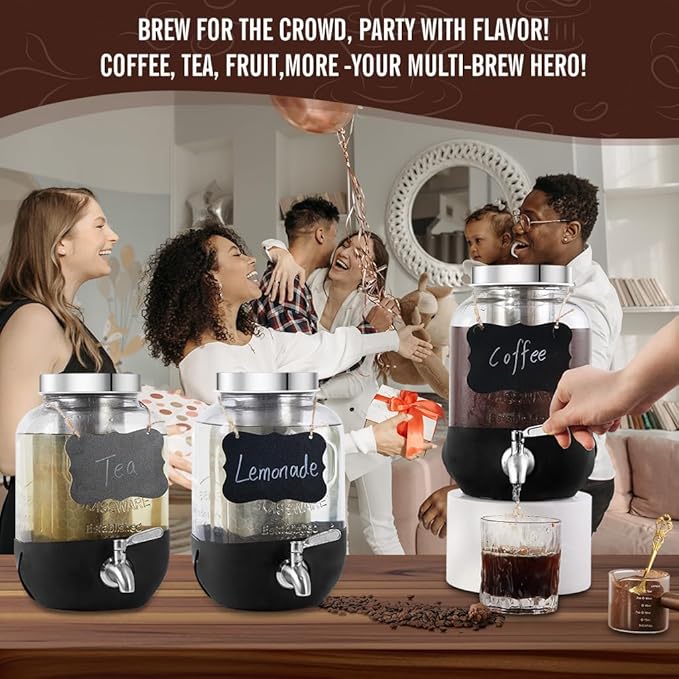 Cold Brew Coffee Maker, Cold Brew Maker 1 Gallon With Stainless Steel Filter, Cold Brew Pitcher With Stainless Steel Spigot, Ice Tea Maker With Airtight Lid, Cold Brew Coffee Maker With Silicone