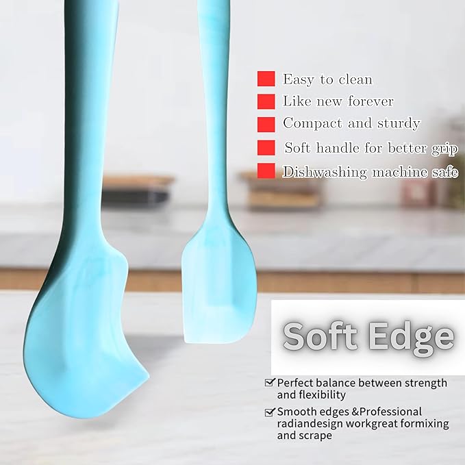 Premium Silicone Marbled Spatula Set of 6 – 446°F Heat-Resistant One-Piece Steel Core, Non-Stick Kitchen Tools for Baking, Cooking & Mixing – Dishwasher Safe (Green)