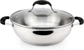 AVACRAFT 18/10 Stainless Steel Everyday Pan, Stir Fry, Five-Ply Base, Glass Lid, Multipurpose Stewpot Skillet, Saute, Casserole (11" Top Diameter, 8" Base Diameter)