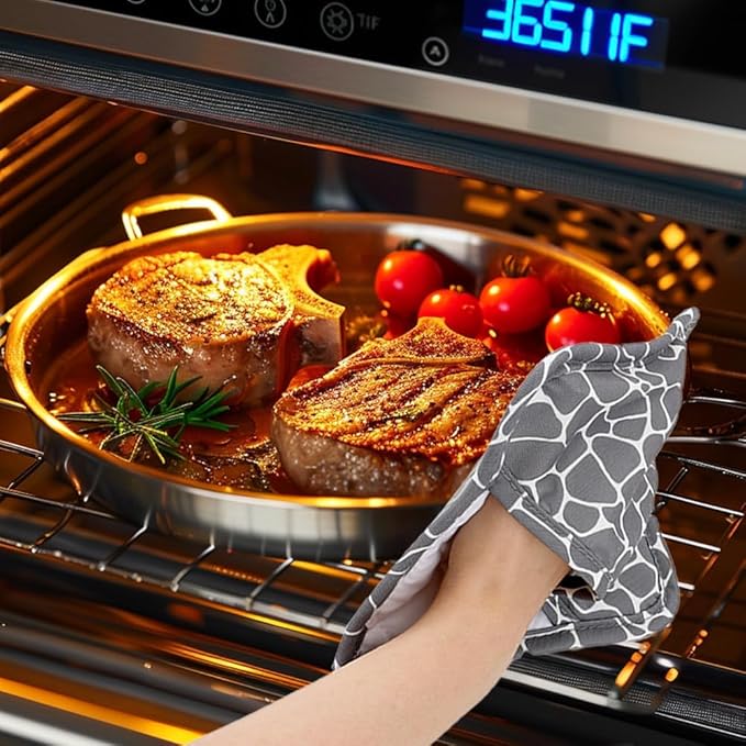 Pot Holders for Kitchen 2 Pack Heat Resistant Hot Pads for Kitchen Counter Decor Silicone Non-Slip Hot Pads with Soft Cotton Lining Pot Holder Trivets for Kitchens Oven Cooking Baking Pans,Gray Stripe