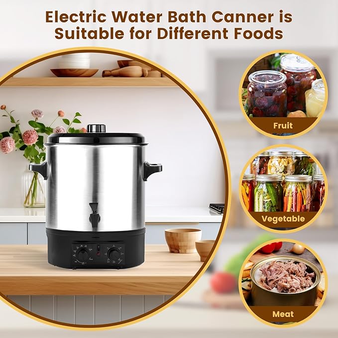 Electric Water Bath Canner | Large 24.5QT Electric Canner with Digital Timer & Adjustable Temp Control for Home Canning, Preserving Jams, Sauces, Pickles,Soups | Perfect for Heating Cans, Slow Cooking