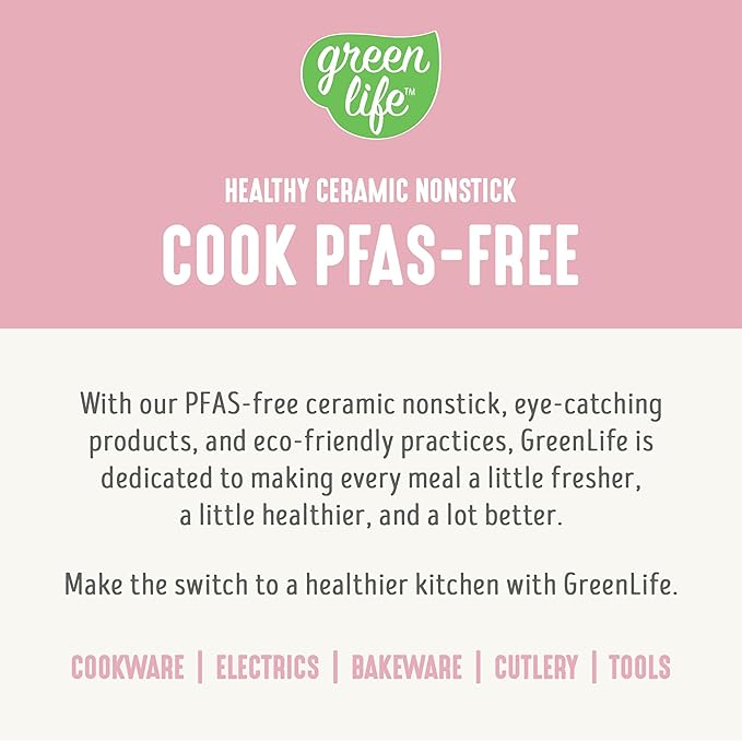 GreenLife 6QT Slow Cooker, Non-Toxic PFAS-Free Ceramic Nonstick Removable Interior Bowl, Programmable, Family Friendly, Keep Warm, Stovetop & Oven Safe, Dishwasher Safe Crock, Timer, Glass Lid, Pink