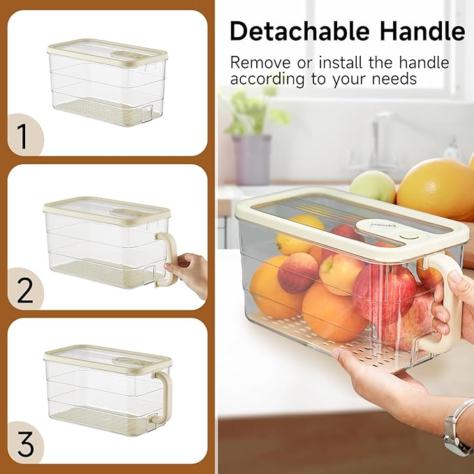 Bread Box for Kitchen Counter | Bread Storage Container with Lid - Detachable Handle & Time Recording - Desserts Keeper for Homemade Bread, Toast, Bagel, Donut and Cookies