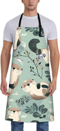 Colorful Pug Apron for Women Men 28x33in, Kitchen Chef Aprons with 2 Pockets, Polyester, Pug Dog Apron