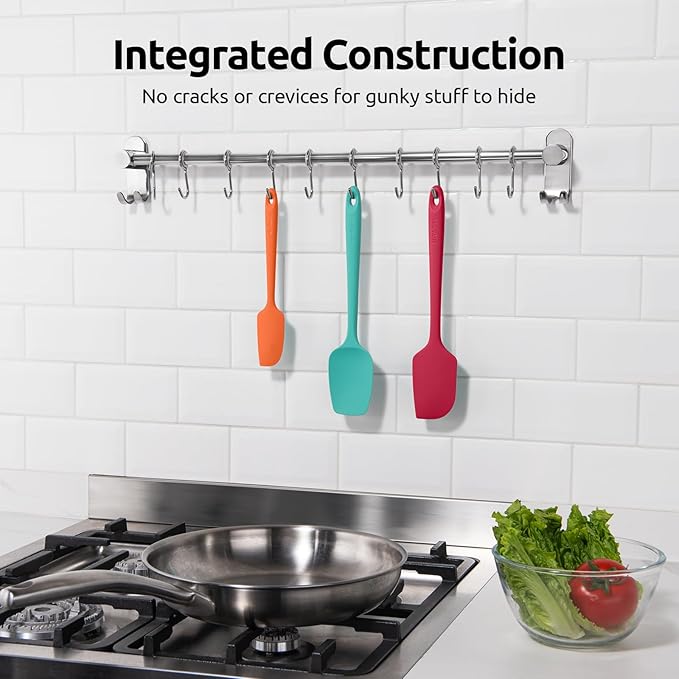 U-Taste Silicone Baking Spatula Set: 600ºF High Heat Resistant, Food Grade Flexible Rubber Kitchen Cooking Mixing Scraper, Food Grade Seamless Utensil for Nonstick Cookware Set of 3 (Multicolors)