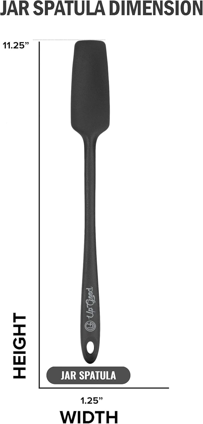 Silicone Jar Spatula | 600F Heat Resistant Non-Stick Rubber Scraper | Perfect for Jars, Smoothies, Blenders | One Piece Utensils | Durable Kitchen Cookware (UpGood Professional Spatulas, Grey)