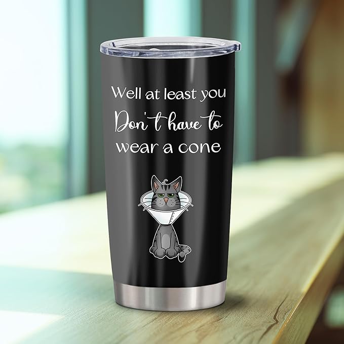 Get Well Gifts for Women Men, Sympathy Gift, Get well Soon Gift Tumbler 20Oz, After Surgery Recovery Feel Better Cheer up Gifts for Women Men, at Least You Dont Have To Wear A Cone