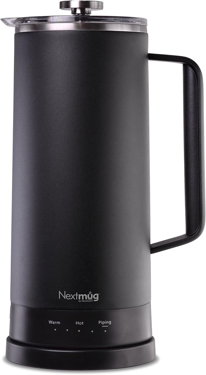 Nextmug Press - Temperature-Controlled, Self-Heating French Press (Black - 40 oz.)