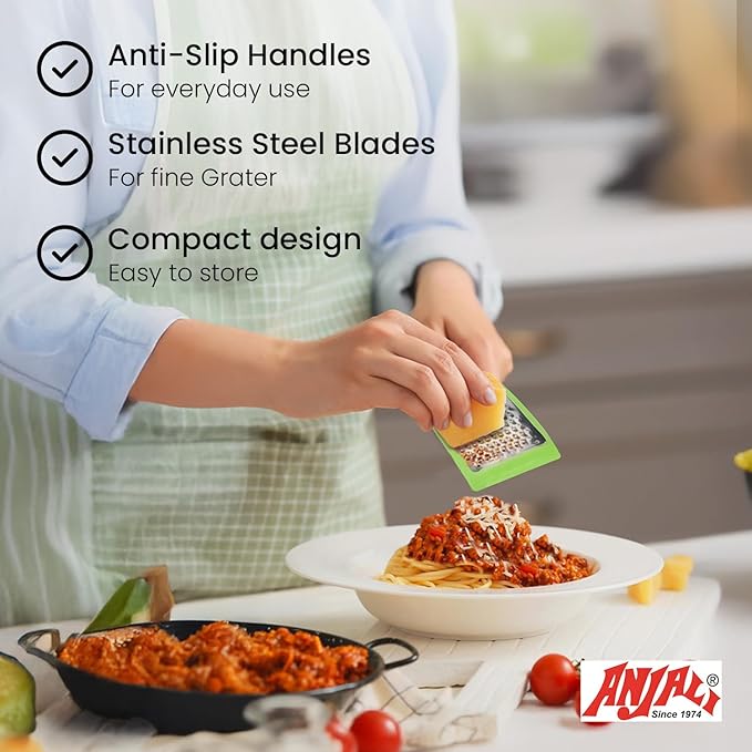 Anjali 6-Piece Multipurpose Kitchen Tool Set – Chopping Board, Cheese Grater, Peeler, 9.4" Utility Knife, Pizza Cutter & Manual Hand Blender | All-in-One Food Prep Kit for Home Kitchen