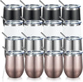 COMOOO Stainless Steel Wine Tumbler with Lid and Straw 12oz Double Wall Vacuum Insulated Travel Tumbler Cup for Coffee, Wine, Cocktails, Champagne (Black White Silver and Rose Gold, 16 Pack)