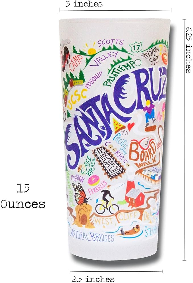 Catstudio Drinking Glass, Santa Cruz Frosted Glass Cup for Kitchen, Drinking Glasses, 15oz Dishwasher Safe Tumbler, Wedding Gifts