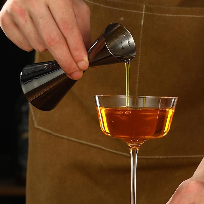 Double Cocktail Jigger Slim Style Measuring Jigger (Smooth GunmetalBlack)
