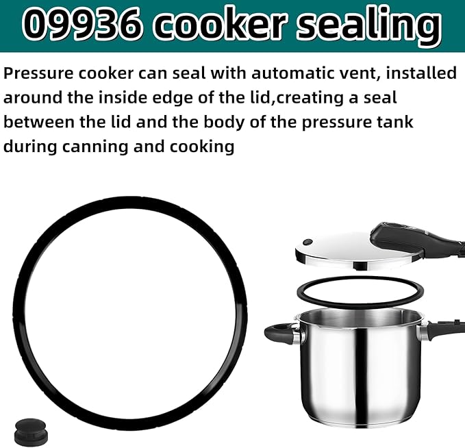 (2-Pack) 09936 Pressure Cooker Sealing Ring with Overpressure Plugs Compatible with Presto Pressure Cooker Various 6-Quart Models Replace 09936 09904 and 50295