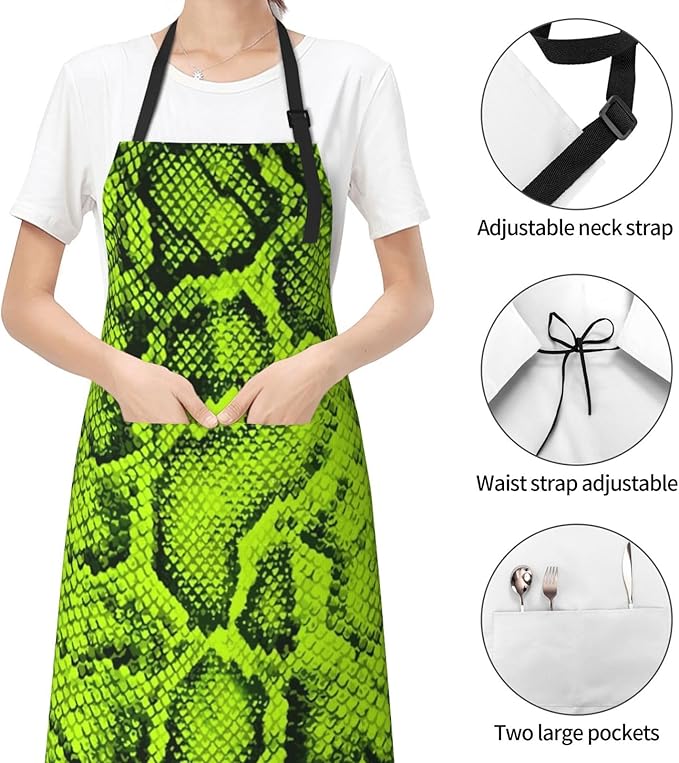 Snakeskin Aprons Cool Aprons with Pockets and Adjustable Mens Apron for Gardening Cooking Kitchen